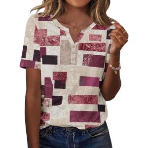 Zeagoo Womens Summer Tops Casual Short Sleeve V Neck Shirts Business Dressy Work Blouses(Multicolor 509)