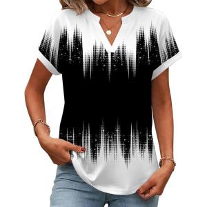 Zeagoo Womens Tops Short Sleeve Summer V Neck Shirts Work Blouses Business Outfits Fashion Clothing(Gradient 204)