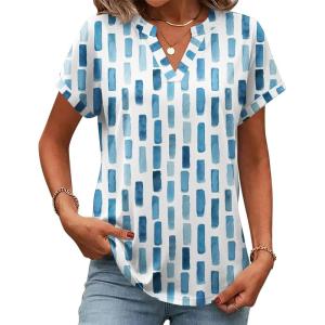 Zeagoo Womens Tops Short Sleeve Summer V Neck Shirts Work Blouses Business Outfits Fashion Clothing(Striped 329)