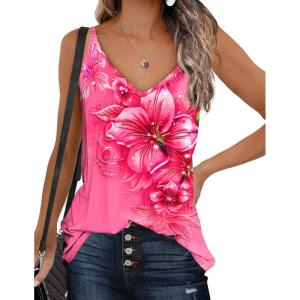Zeagoo Womens V Neck Camisole Tank Top Strap Sleeveless T Shirt Casual Loose Vest Blouse – S-XXL(Bf103)