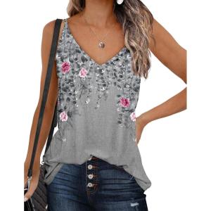 Zeagoo Womens V Neck Camisole Tank Top Strap Sleeveless T Shirt Casual Loose Vest Blouse – S-XXL(Hf36)