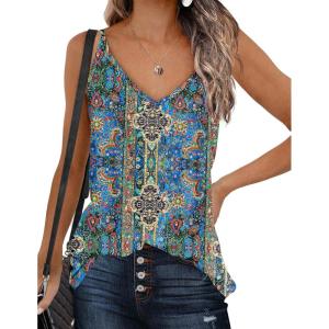 Zeagoo Womens V Neck Camisole Tank Top Strap Sleeveless T Shirt Casual Loose Vest Blouse – S-XXL(Mz779)