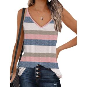 Zeagoo Womens V Neck Camisole Tank Top Strap Sleeveless T Shirt Casual Loose Vest Blouse – S-XXL(Tw669)