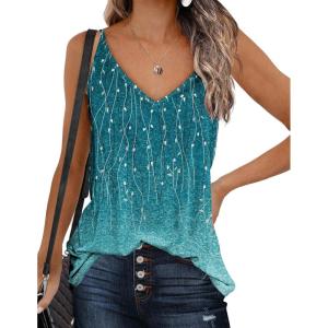 Zeagoo Womens V Neck Camisole Tank Top Strap Sleeveless T Shirt Casual Loose Vest Blouse – S-XXL(Xh363)