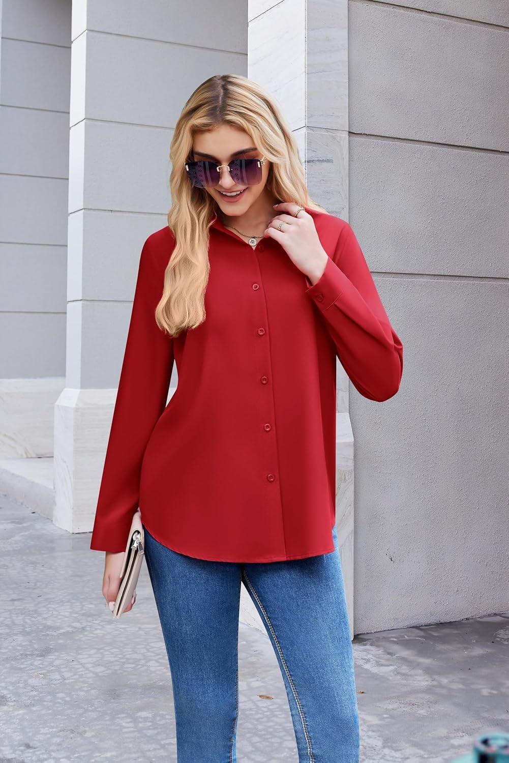 imageZEAGOO Button Down Shirt for Women Long Sleeve Blouses Floral Printed Tops Business Casual Work Outfits SXXLCredstain Shield