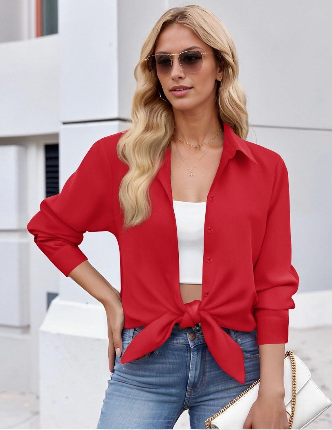imageZEAGOO Button Down Shirt for Women Long Sleeve Blouses Floral Printed Tops Business Casual Work Outfits SXXLCredstain Shield