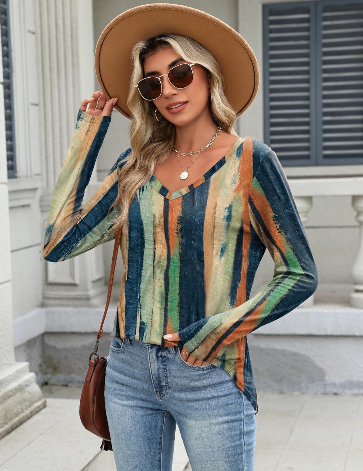 imageZeagoo Long Sleeve Tops for Women V Neck Shirt Loose Fall Tunic Tops Dressy Casual Work Blouse 2026Cx289