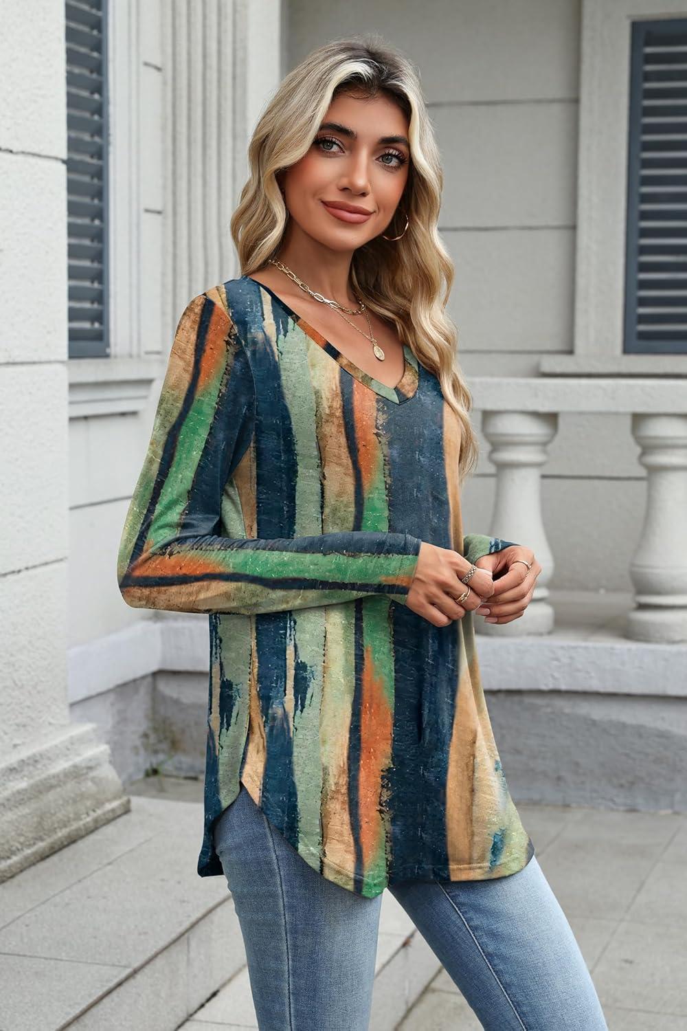imageZeagoo Long Sleeve Tops for Women V Neck Shirt Loose Fall Tunic Tops Dressy Casual Work Blouse 2026Cx289