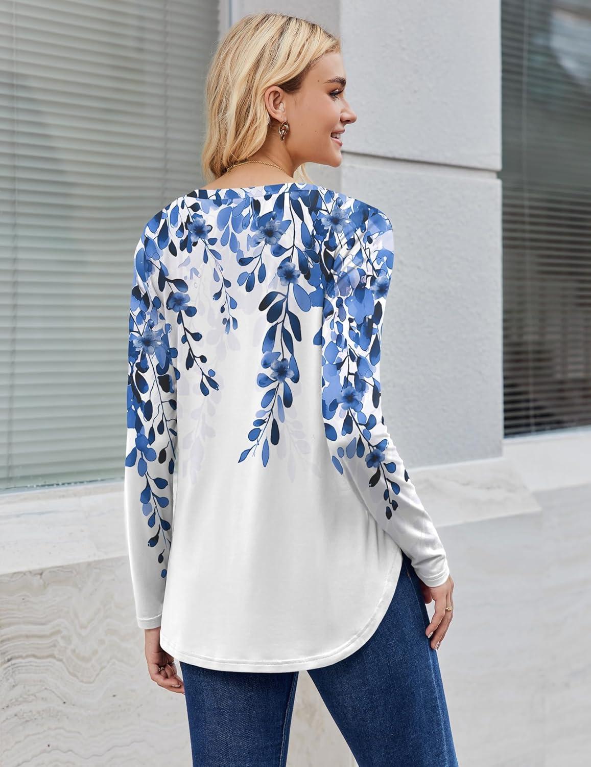 imageZeagoo Long Sleeve Tops for Women V Neck Shirt Loose Fall Tunic Tops Dressy Casual Work Blouse 2026Dw2