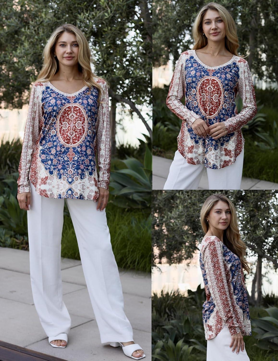 imageZeagoo Long Sleeve Tops for Women V Neck Shirt Loose Fall Tunic Tops Dressy Casual Work Blouse 2026Mz757
