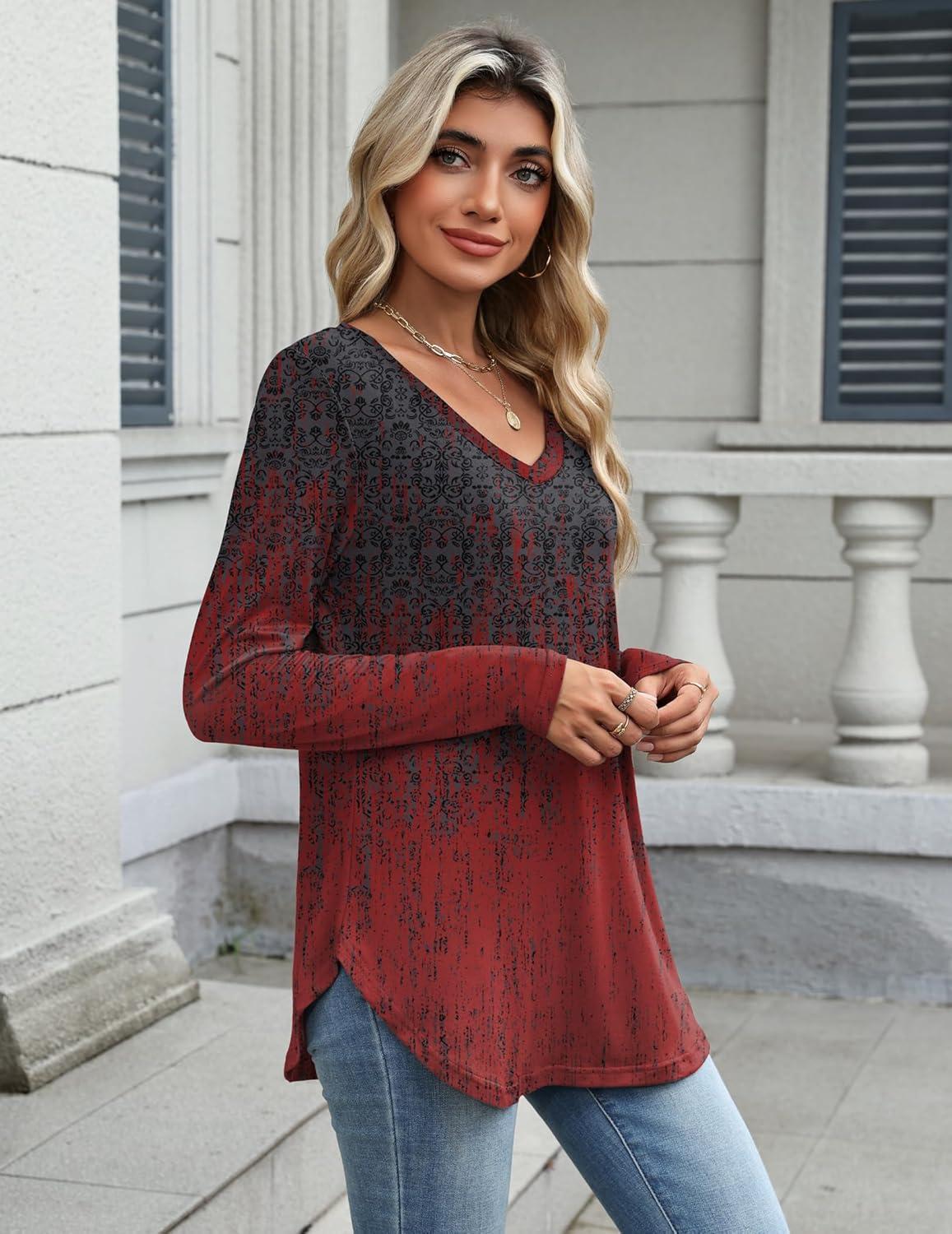 imageZeagoo Long Sleeve Tops for Women V Neck Shirt Loose Fall Tunic Tops Dressy Casual Work Blouse 2026Mz838