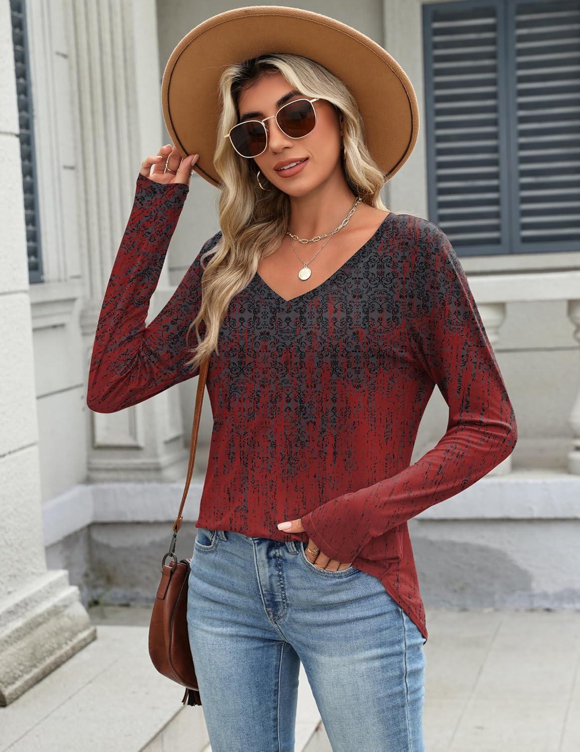 imageZeagoo Long Sleeve Tops for Women V Neck Shirt Loose Fall Tunic Tops Dressy Casual Work Blouse 2026Mz838