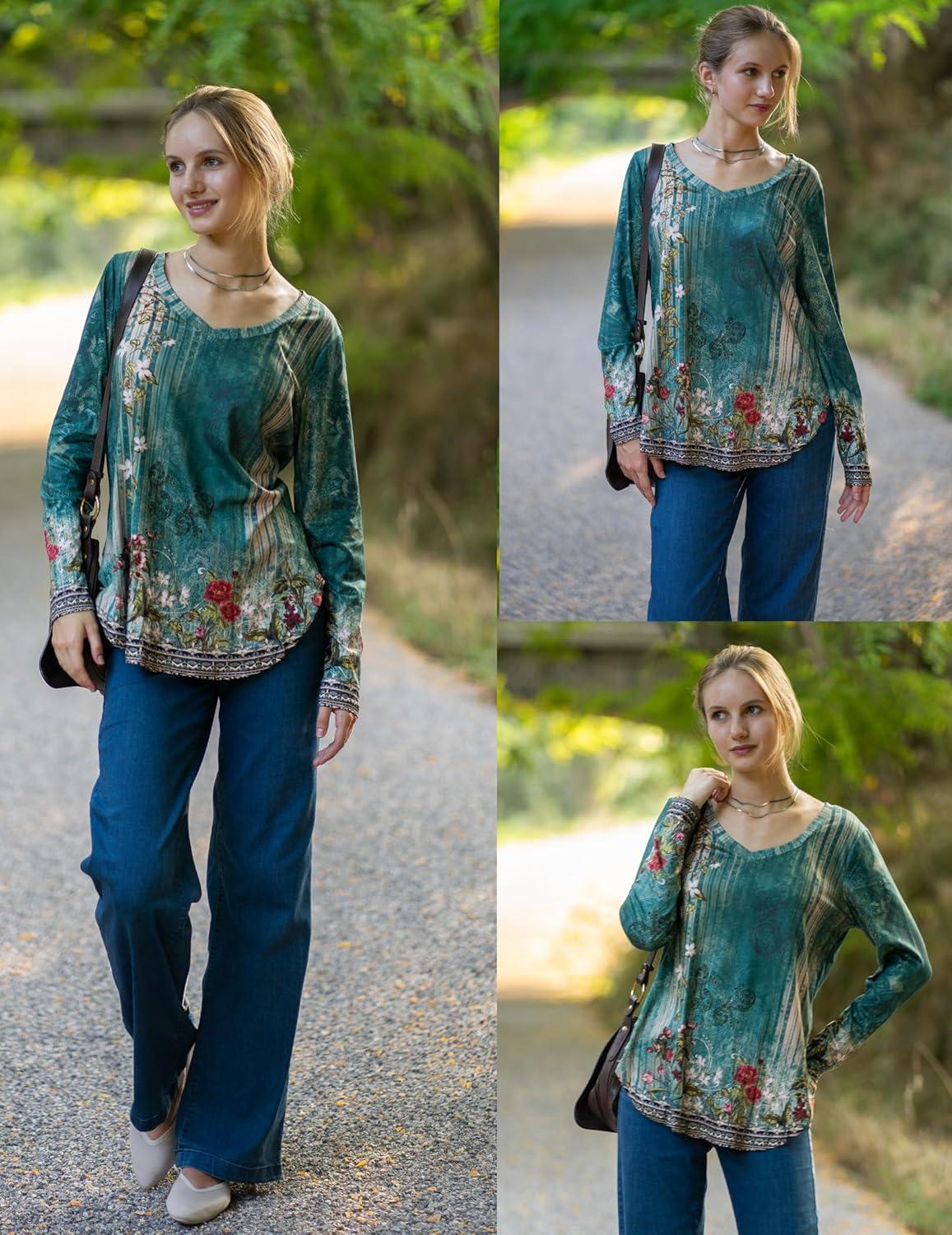 imageZeagoo Long Sleeve Tops for Women V Neck Shirt Loose Fall Tunic Tops Dressy Casual Work Blouse 2026Mz839