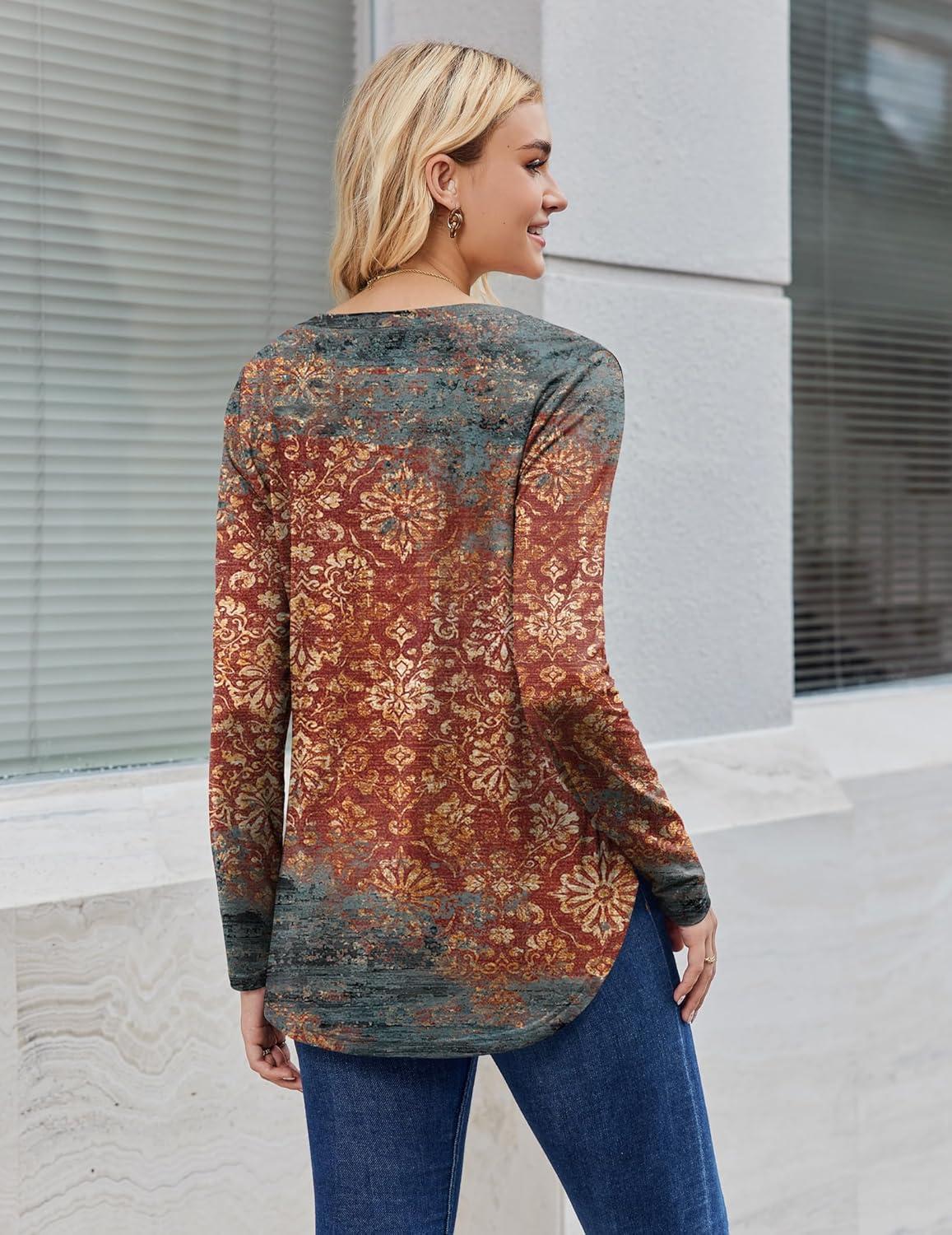 imageZeagoo Long Sleeve Tops for Women V Neck Shirt Loose Fall Tunic Tops Dressy Casual Work Blouse 2026Mz897