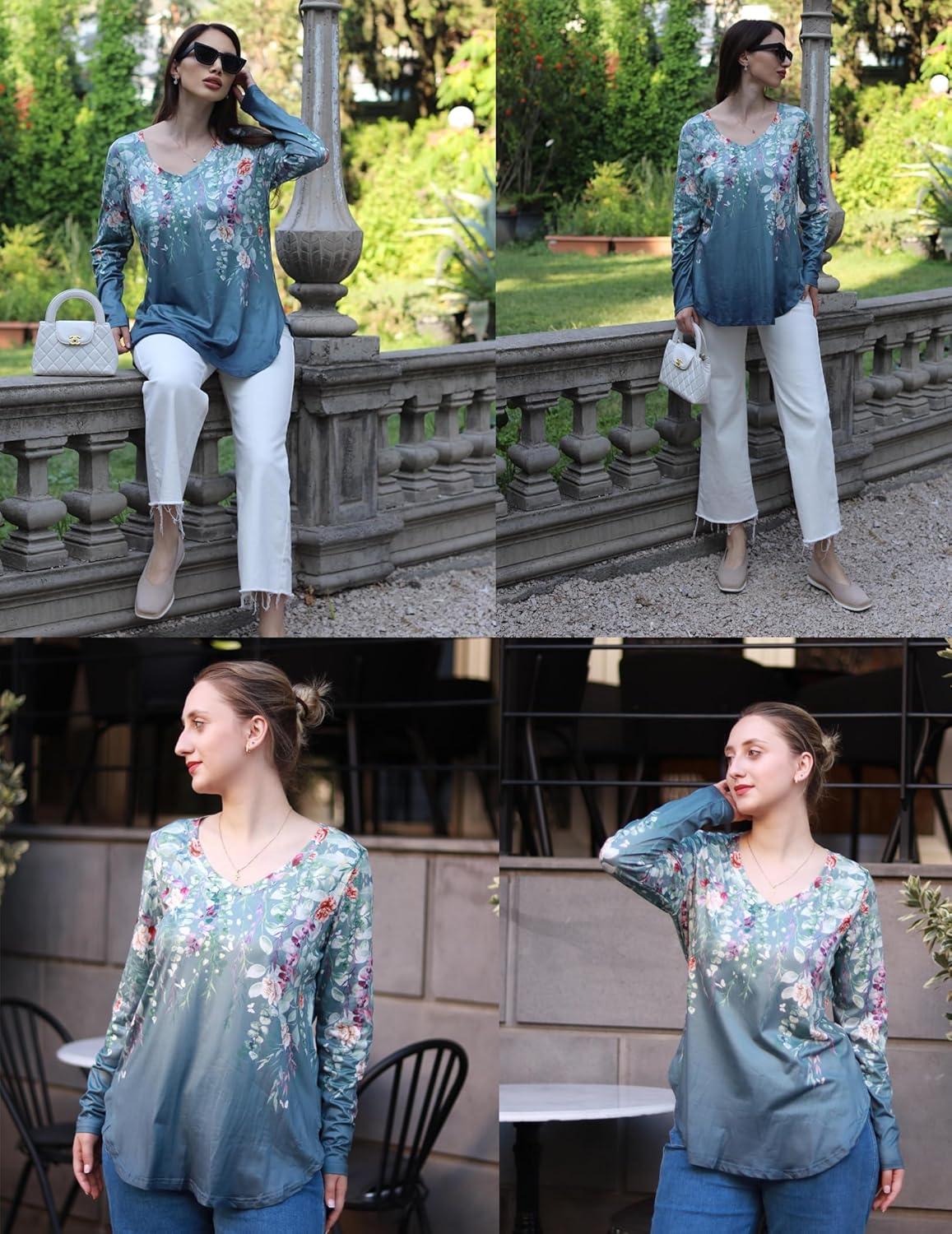 imageZeagoo Long Sleeve Tops for Women V Neck Shirt Loose Fall Tunic Tops Dressy Casual Work Blouse 2026Wf71