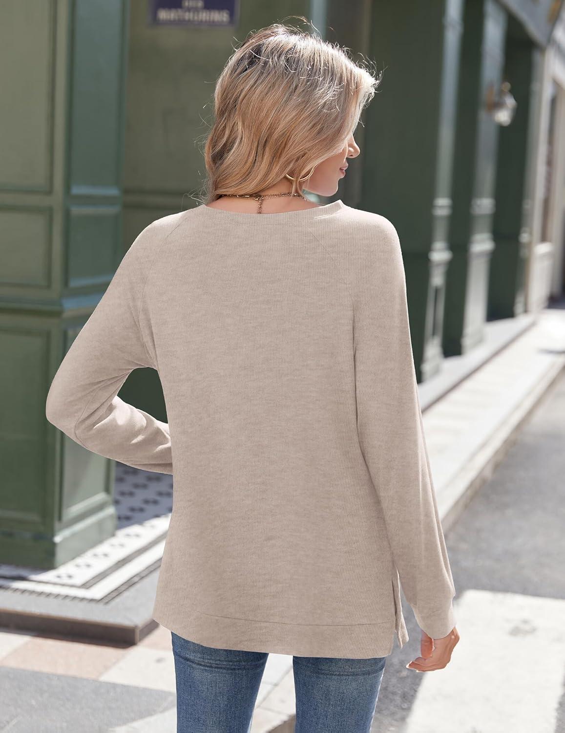 imageZeagoo Womens Long Sleeve Tshirts Casual Tunic Tops Work Fashion Cute Sweaters Fall Outfits 2026 Dressy Blouse01apricot