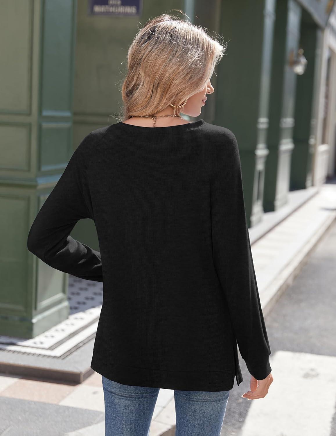 imageZeagoo Womens Long Sleeve Tshirts Casual Tunic Tops Work Fashion Cute Sweaters Fall Outfits 2026 Dressy BlouseBlack