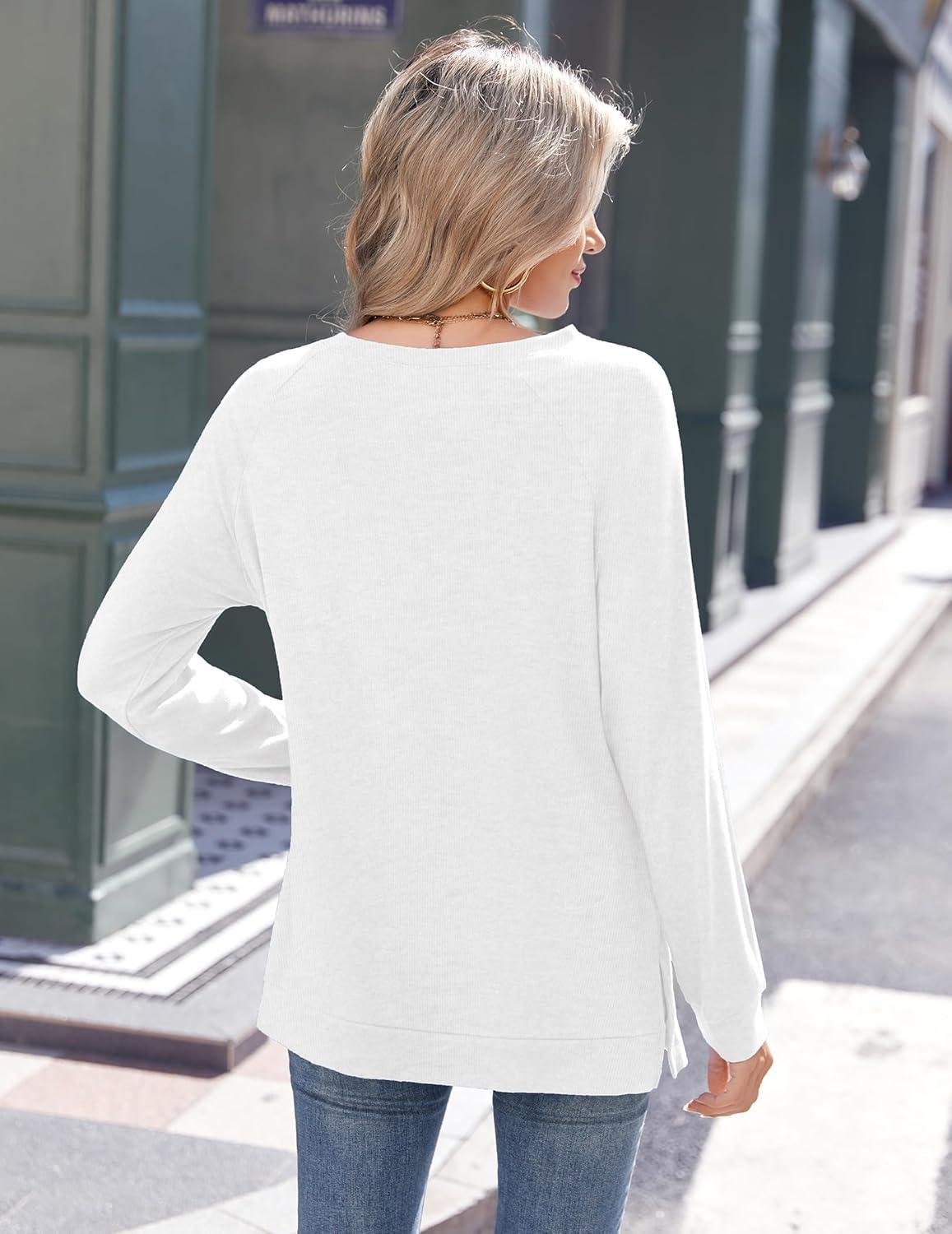 imageZeagoo Womens Long Sleeve Tshirts Casual Tunic Tops Work Fashion Cute Sweaters Fall Outfits 2026 Dressy BlouseWhite