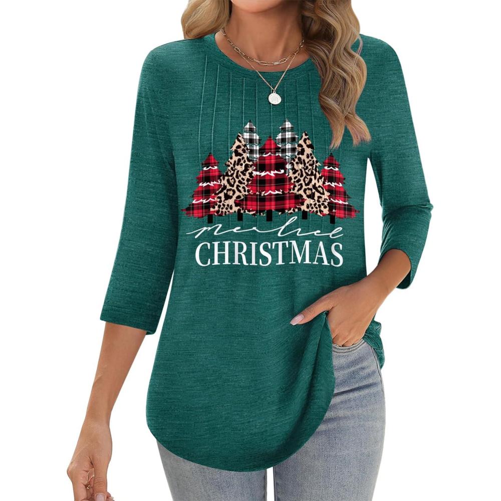 imageZeagoo 34 Length Sleeve Womens Tops Crew Neck Loose Fit Shirts Pleated Cute Clothes Dressy Casual 2026 Summer TunicsSd484