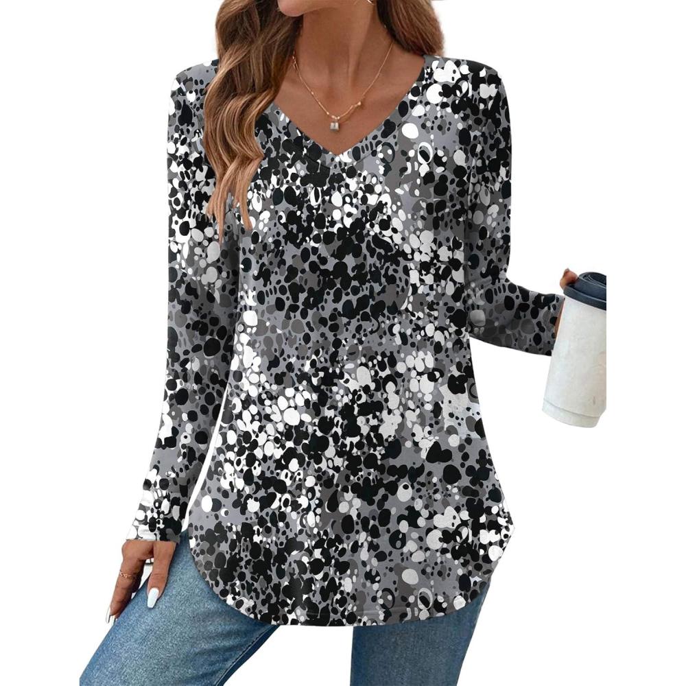 imageZeagoo Long Sleeve Tops for Women V Neck Shirt Loose Fall Tunic Tops Dressy Casual Work Blouse 2026Cx273