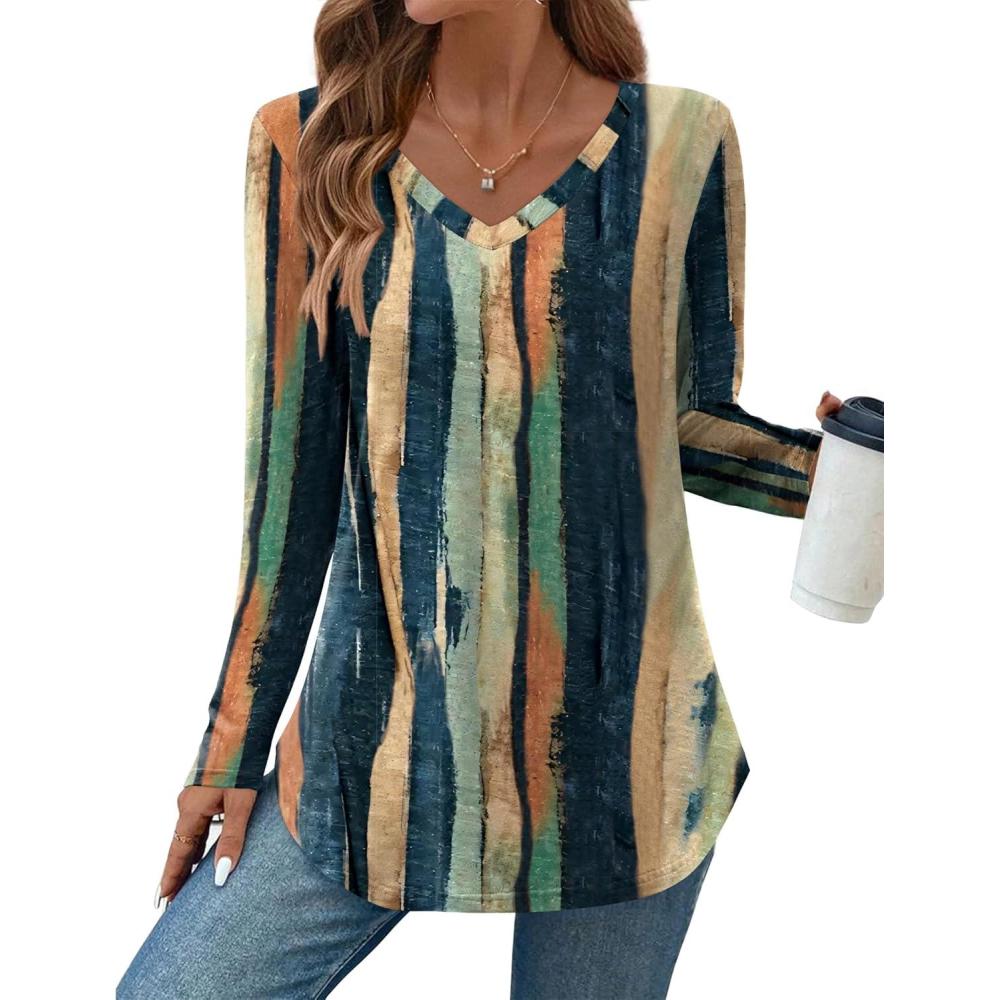imageZeagoo Long Sleeve Tops for Women V Neck Shirt Loose Fall Tunic Tops Dressy Casual Work Blouse 2026Cx289