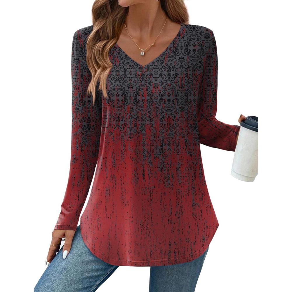imageZeagoo Long Sleeve Tops for Women V Neck Shirt Loose Fall Tunic Tops Dressy Casual Work Blouse 2026Mz838