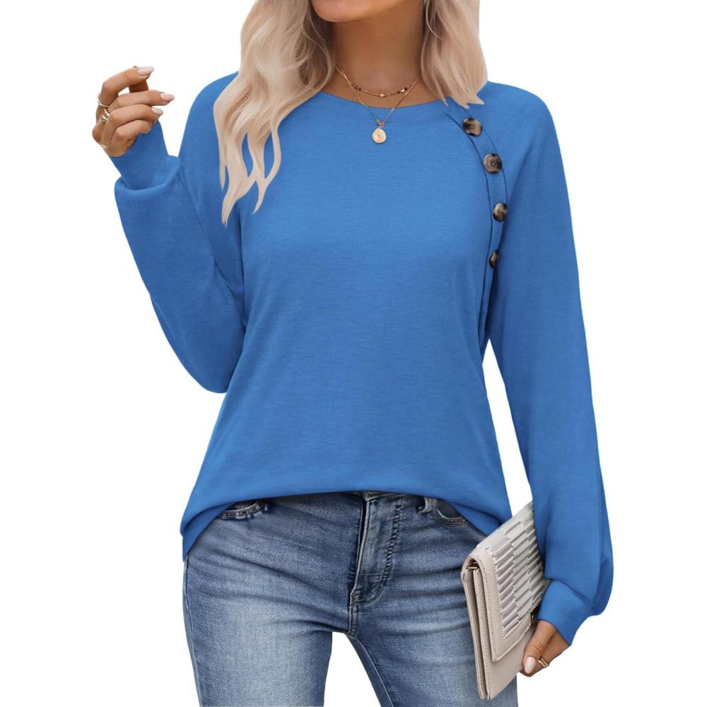imageZeagoo Womens Long Sleeve Tshirts Casual Tunic Tops Work Fashion Cute Sweaters Fall Outfits 2026 Dressy Blouse01blue