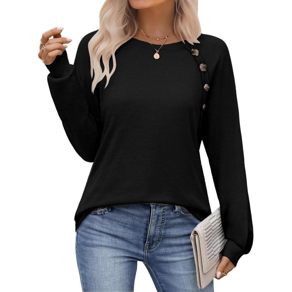 imageZeagoo Womens Long Sleeve Tshirts Casual Tunic Tops Work Fashion Cute Sweaters Fall Outfits 2026 Dressy BlouseBlack