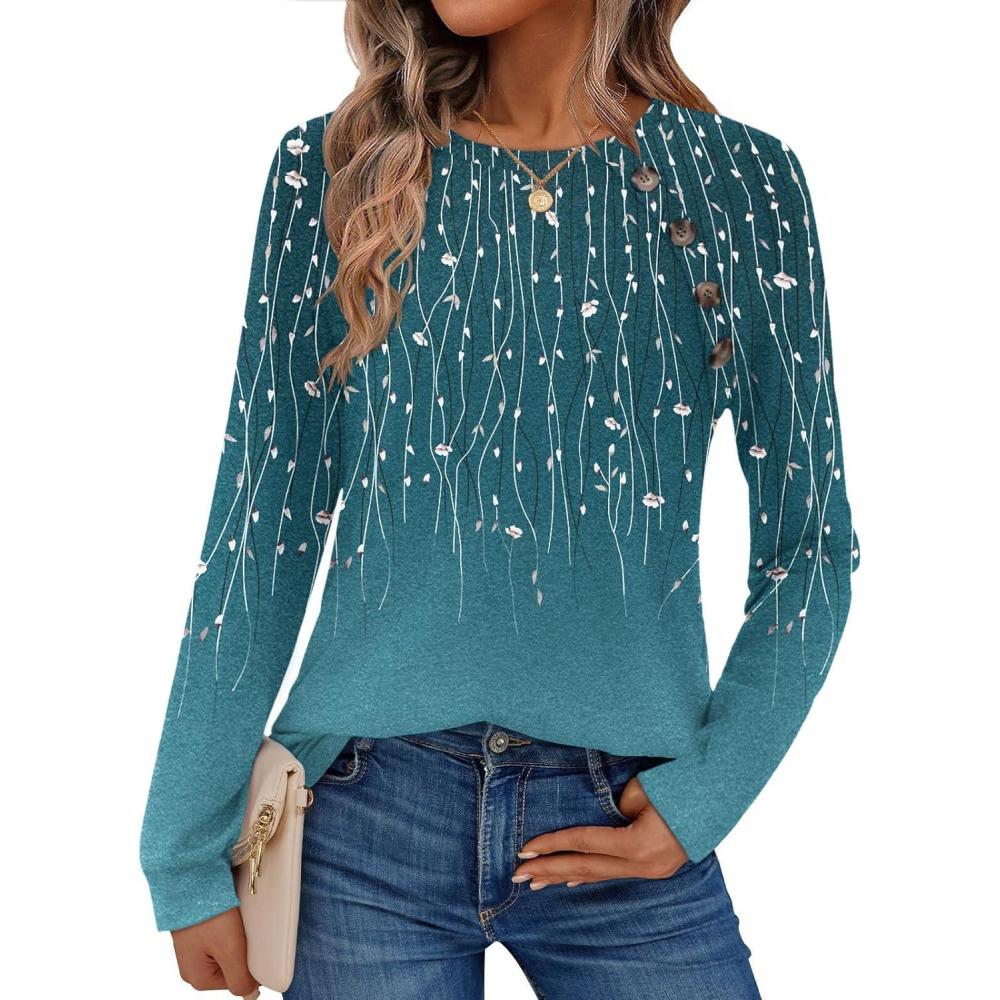 imageZeagoo Womens Long Sleeve Tshirts Casual Tunic Tops Work Fashion Cute Sweaters Fall Outfits 2026 Dressy BlouseBluegreen