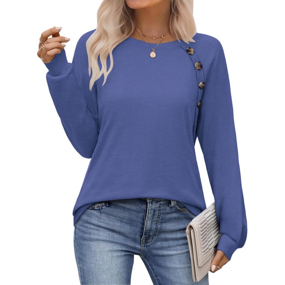 imageZeagoo Womens Long Sleeve Tshirts Casual Tunic Tops Work Fashion Cute Sweaters Fall Outfits 2026 Dressy BlouseRoyal Blue