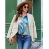 ZEAGOO Button Down Shirt for Women Long Sleeve Blouses Floral Printed Tops Business Casual Work Outfits S-XXL(D-blue Printed)