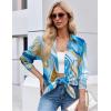 ZEAGOO Button Down Shirt for Women Long Sleeve Blouses Floral Printed Tops Business Casual Work Outfits S-XXL(D-blue Printed)
