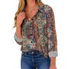 ZEAGOO Button Down Shirt for Women Long Sleeve Blouses Floral Printed Tops Business Casual Work Outfits S-XXL(Multicolor 721)