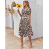 ZEAGOO Womens Casual Dresses for Summer Short Sleeve Flare Midi Dress Loose Flowy Beach Sundress(2601 Brown Floral)