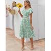 ZEAGOO Womens Casual Dresses for Summer Short Sleeve Flare Midi Dress Loose Flowy Beach Sundress(2601 Green Floral)
