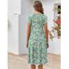 ZEAGOO Womens Casual Dresses for Summer Short Sleeve Flare Midi Dress Loose Flowy Beach Sundress(2601 Green Floral)