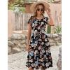 ZEAGOO Womens Casual Dresses for Summer Short Sleeve Flare Midi Dress Loose Flowy Beach Sundress(2601 Mixed Floral)