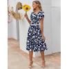 ZEAGOO Womens Casual Dresses for Summer Short Sleeve Flare Midi Dress Loose Flowy Beach Sundress(2601 Navy Floral)