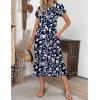 ZEAGOO Womens Casual Dresses for Summer Short Sleeve Flare Midi Dress Loose Flowy Beach Sundress(2601 Navy Floral)