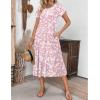 ZEAGOO Womens Casual Dresses for Summer Short Sleeve Flare Midi Dress Loose Flowy Beach Sundress(2601 Pink Floral)
