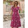 ZEAGOO Womens Casual Dresses for Summer Short Sleeve Flare Midi Dress Loose Flowy Beach Sundress(2601 Purple Floral)