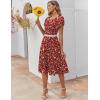 ZEAGOO Womens Casual Dresses for Summer Short Sleeve Flare Midi Dress Loose Flowy Beach Sundress(2601 Red Floral)