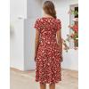 ZEAGOO Womens Casual Dresses for Summer Short Sleeve Flare Midi Dress Loose Flowy Beach Sundress(2601 Red Floral)