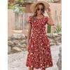 ZEAGOO Womens Casual Dresses for Summer Short Sleeve Flare Midi Dress Loose Flowy Beach Sundress(2601 Red Floral)