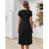 ZEAGOO Womens Casual Dresses for Summer Short Sleeve Flare Midi Dress Loose Flowy Beach Sundress(A-black)