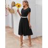 ZEAGOO Womens Casual Dresses for Summer Short Sleeve Flare Midi Dress Loose Flowy Beach Sundress(A-black)
