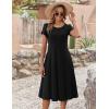 ZEAGOO Womens Casual Dresses for Summer Short Sleeve Flare Midi Dress Loose Flowy Beach Sundress(A-black)