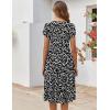 ZEAGOO Womens Casual Dresses for Summer Short Sleeve Flare Midi Dress Loose Flowy Beach Sundress(Black Flower 02)
