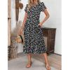 ZEAGOO Womens Casual Dresses for Summer Short Sleeve Flare Midi Dress Loose Flowy Beach Sundress(Black Flower 02)