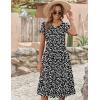 ZEAGOO Womens Casual Dresses for Summer Short Sleeve Flare Midi Dress Loose Flowy Beach Sundress(Black Flower 02)